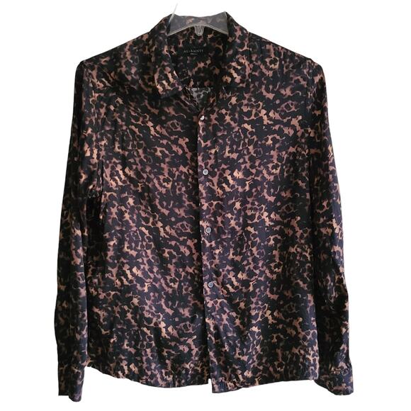 ALLSAINTS‎ Tortoiseshell Print Button Down Long Sleeve Shirt MS097T Men's Medium - Picture 2 of 14